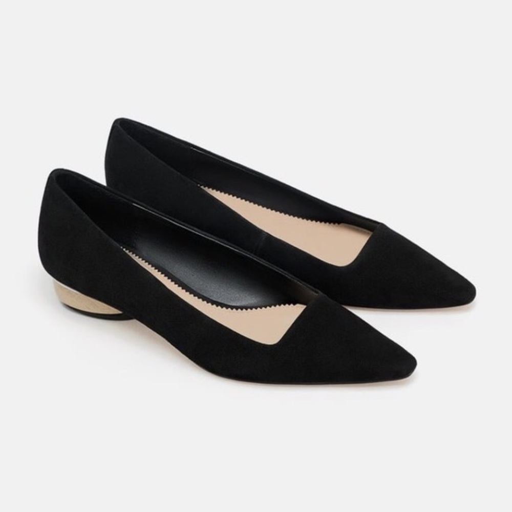 Zara Suede Ballet Flats with Wood Heel 8